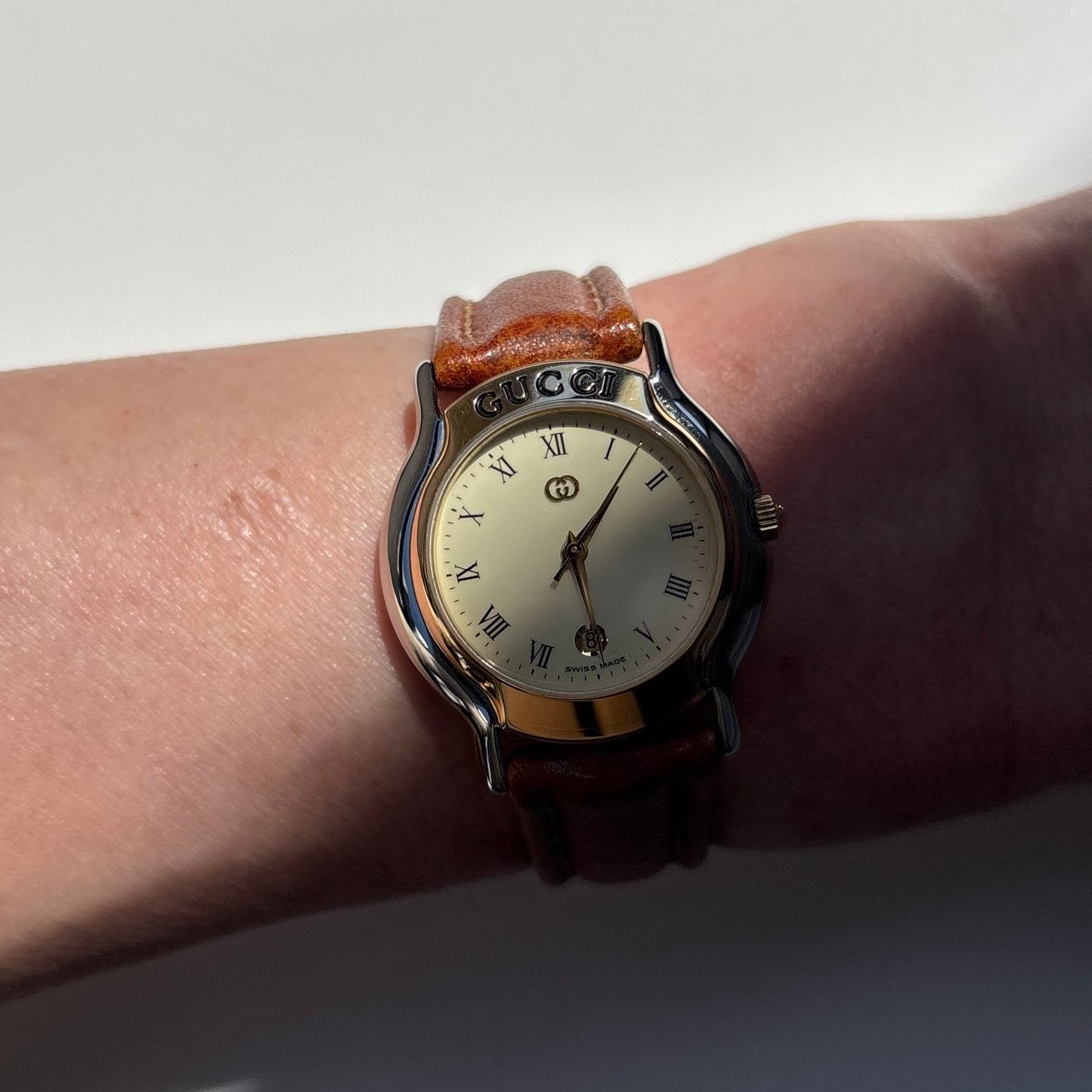 Gucci 1990s Date Round Dial Two Tone Watch