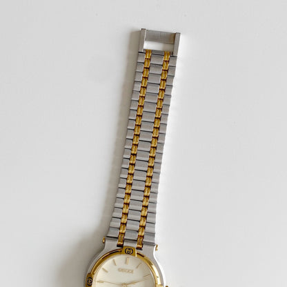 Gucci 1990s Date Round Dial Two Tone Watch (Large)