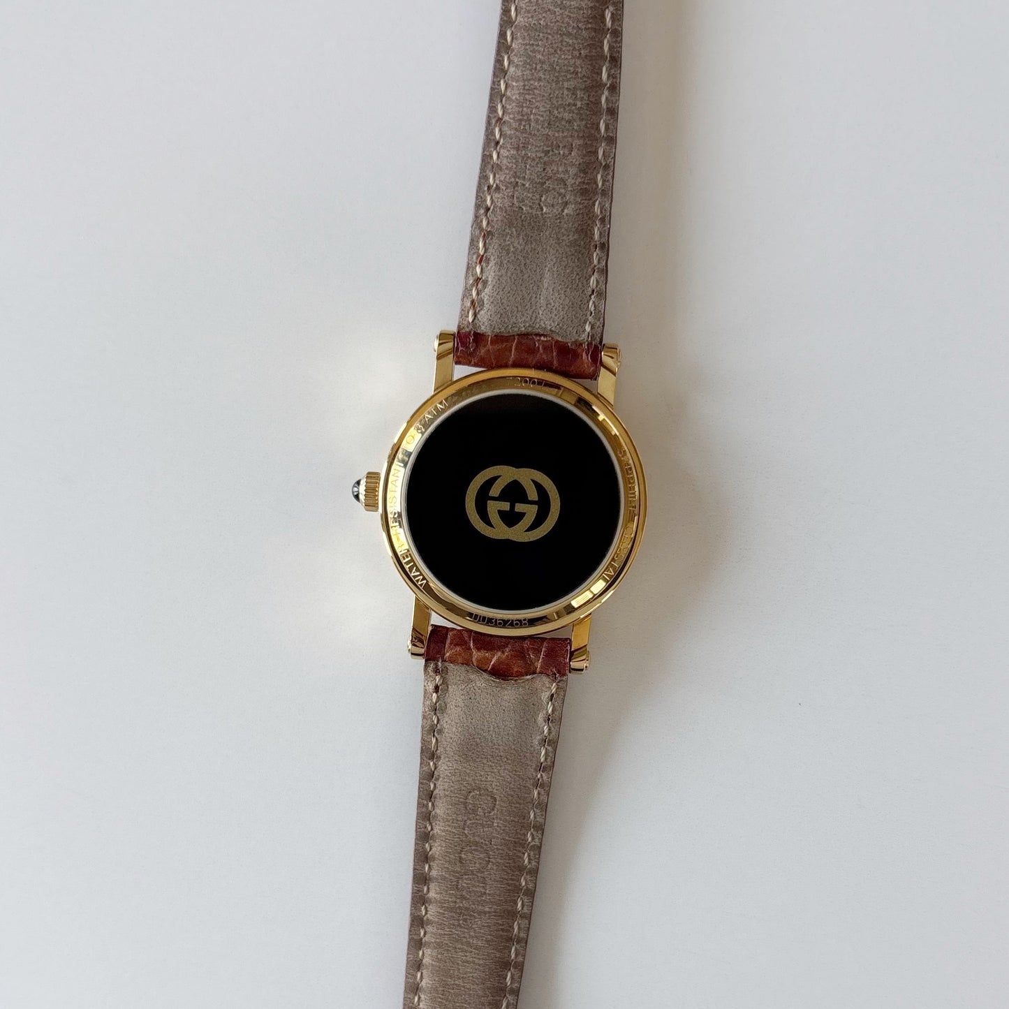 Gucci 1990s Date Round Dial Gold Plated Watch