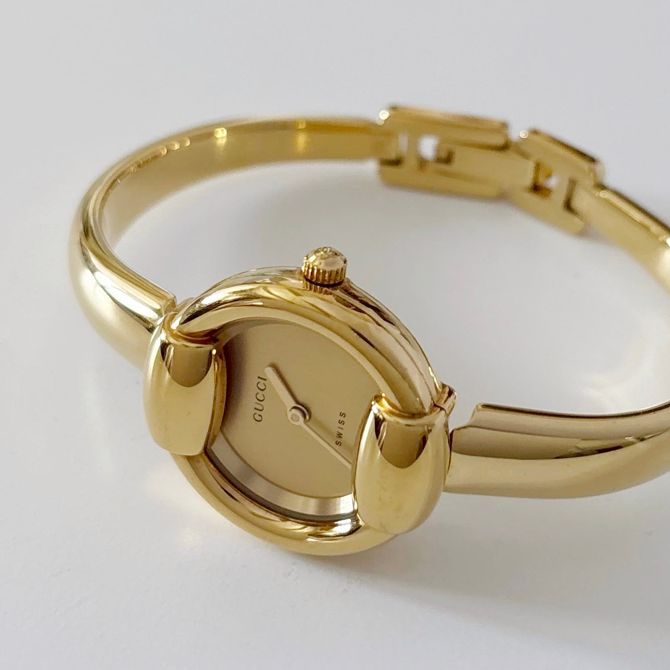 Gucci 1990s Gold Plated Bangle Watch