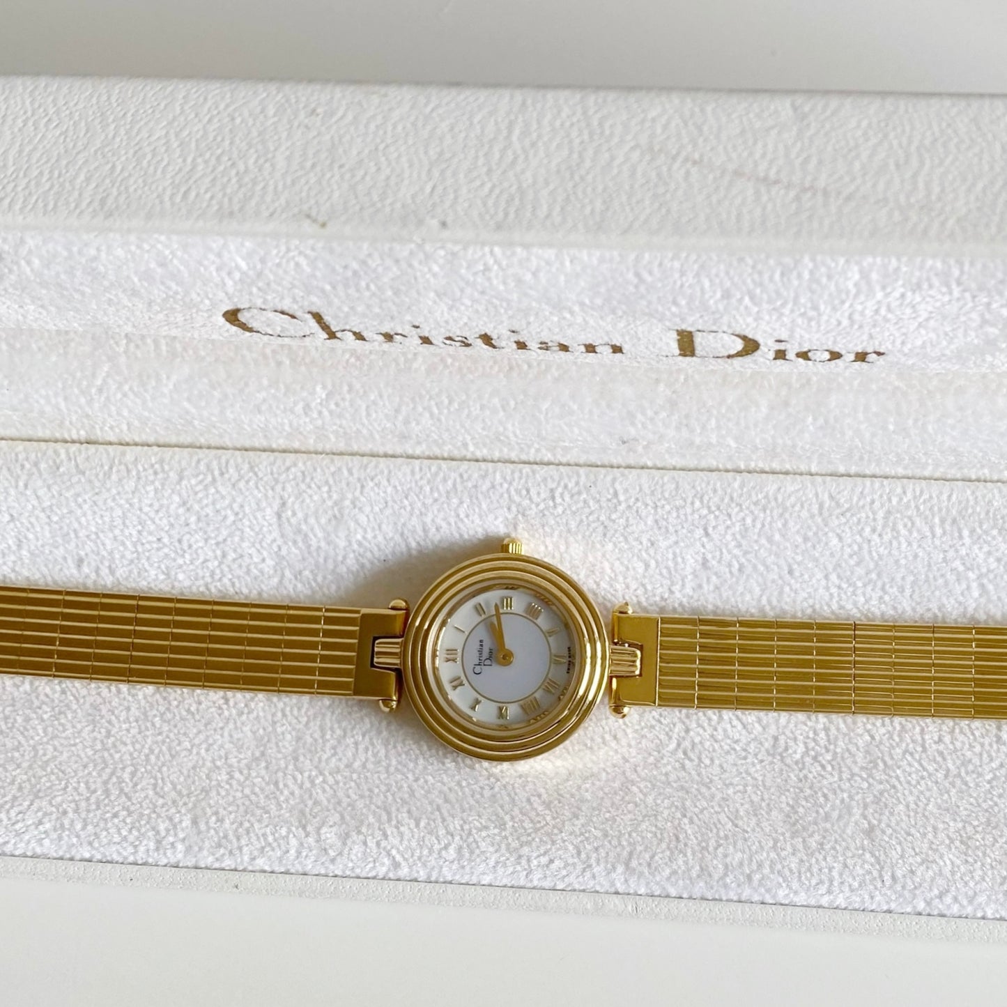 Dior 1990s Round Dial Gold Plated Watch