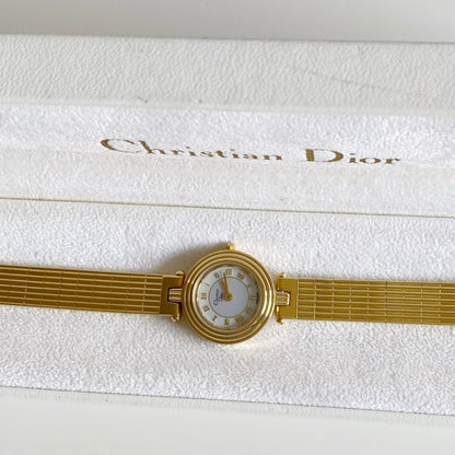 Dior 1990s Round Dial Gold Plated Watch