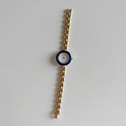 Gucci 1990s Interchangeable Bezel Gold Plated Rice Chain Watch with 6 bezels, case (172mm)