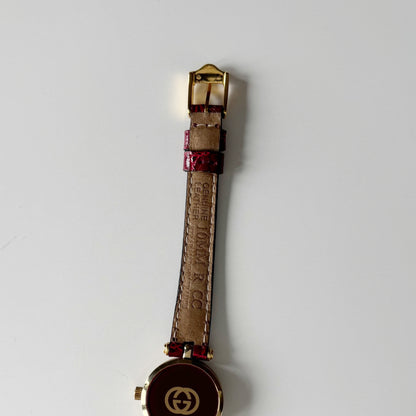 Gucci 1990s Round Dial Red Gold Plated Watch