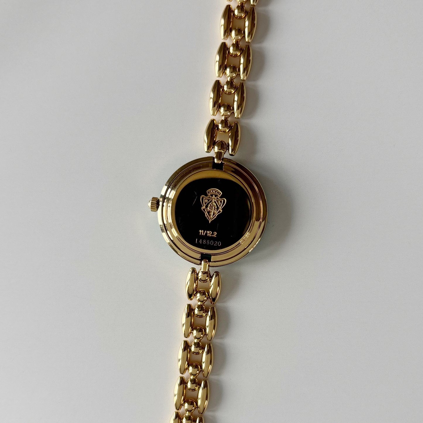 Gucci 1990s Interchangeable Bezel Gold Plated Rice Chain Watch with case, 6 bezels (160mm)