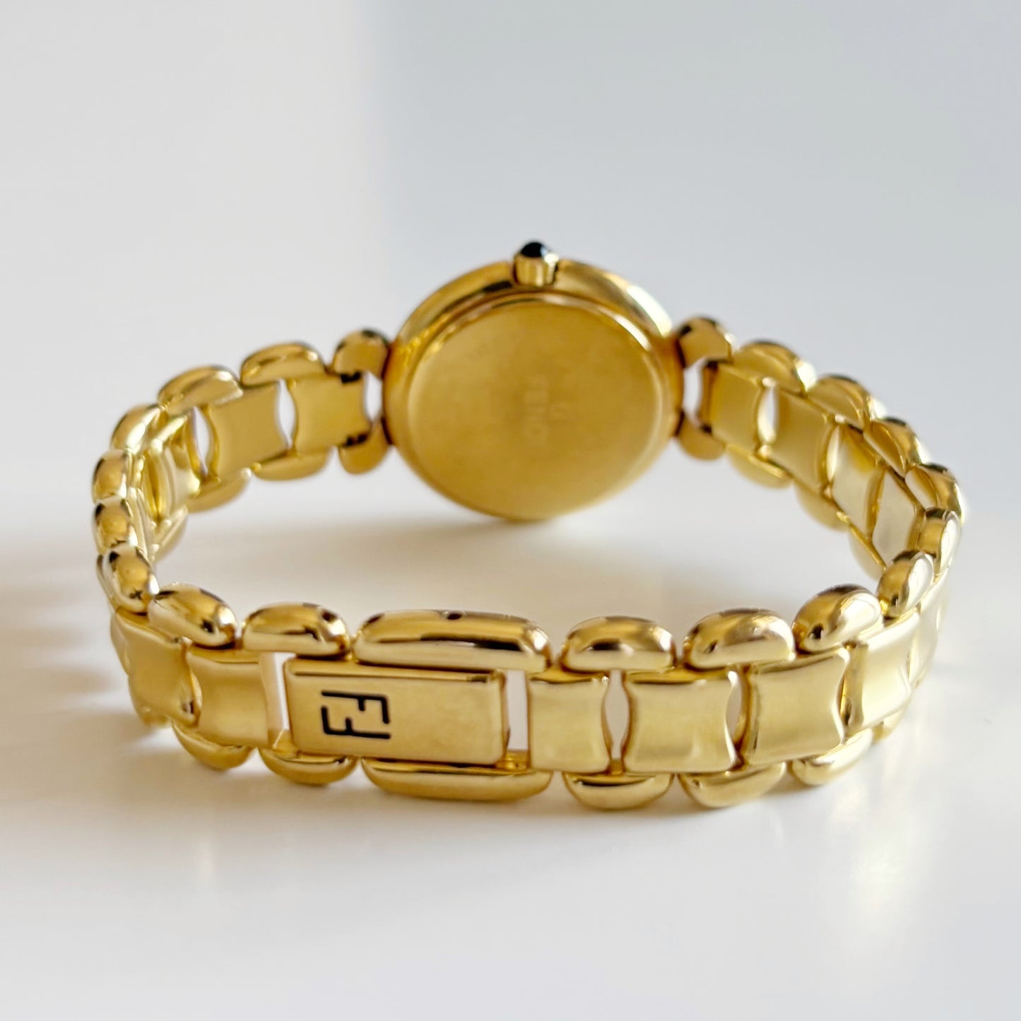 Fendi 1990s Seashell Dial Gold Plated Watch