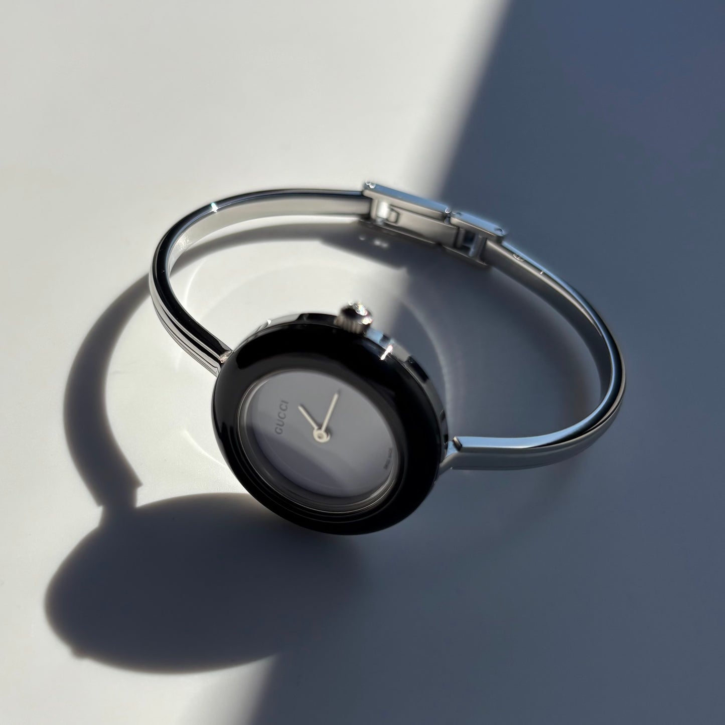 Gucci 1990s Interchangeable Bezel Stainless steel Bangle Watch with 12 bezels, case