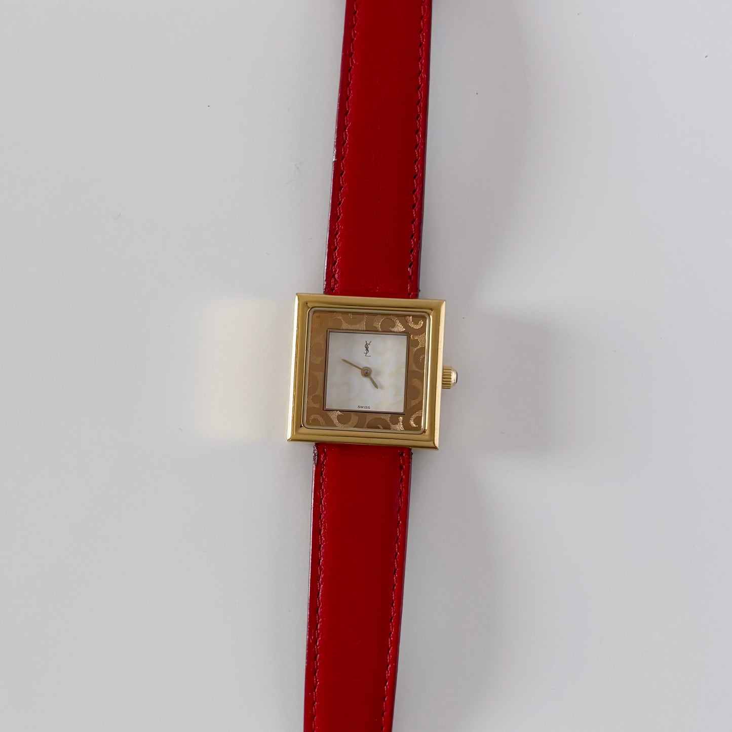 Yves Saint Laurent 1990s Square Dial Gold Plated Watch