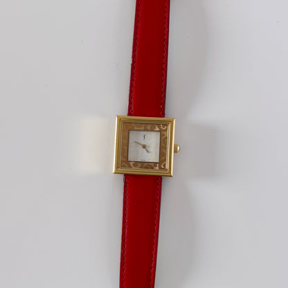 Yves Saint Laurent 1990s Square Dial Gold Plated Watch