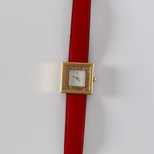 Yves Saint Laurent 1990s Square Dial Gold Plated Watch