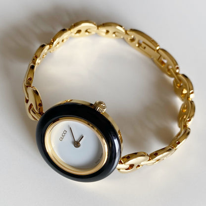 Gucci 1990s Interchangeable Bezel Gold plated Watch with 6 bezels, case (165mm)