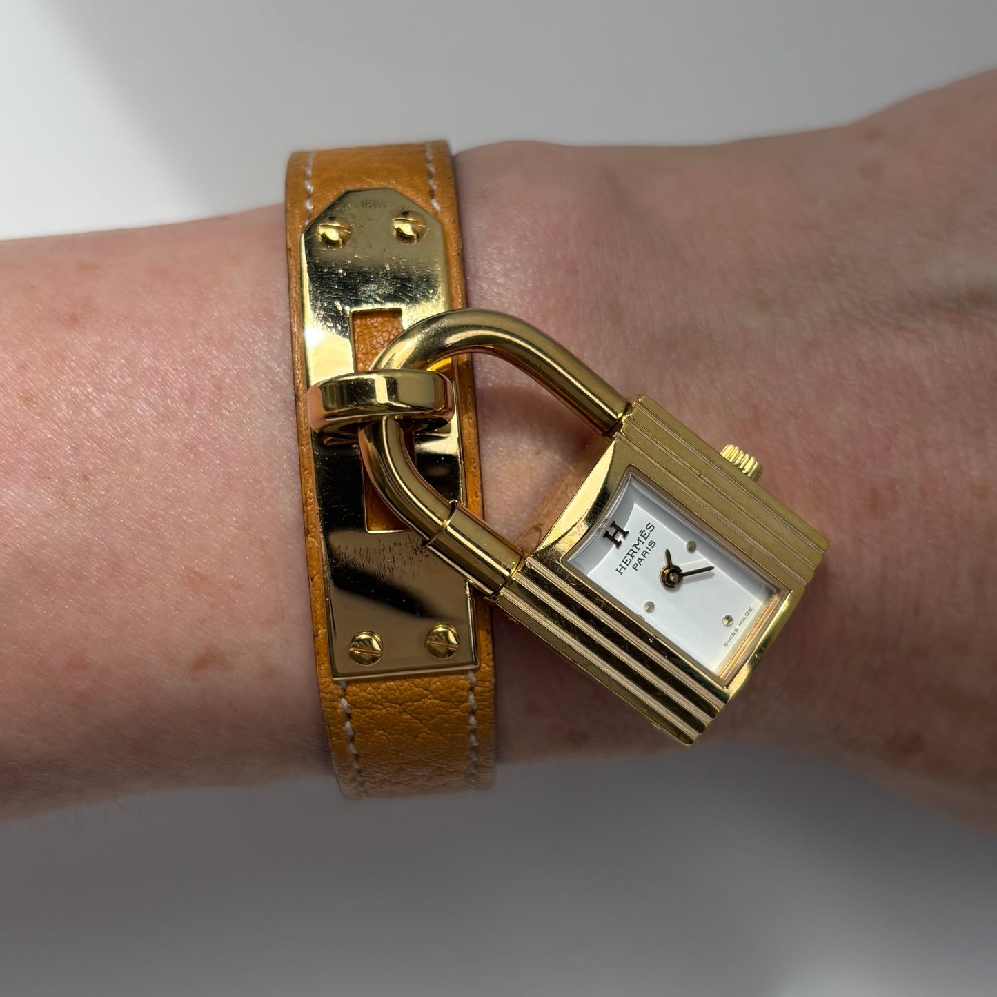 Hermes 1990s Kelly Gold Plated Watch