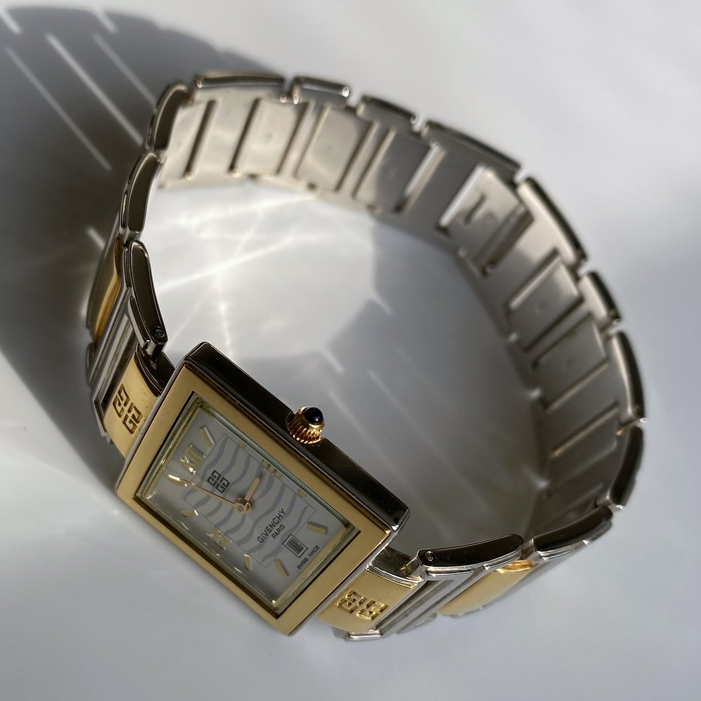 Givenchy 1990s Square Two Tone Watch