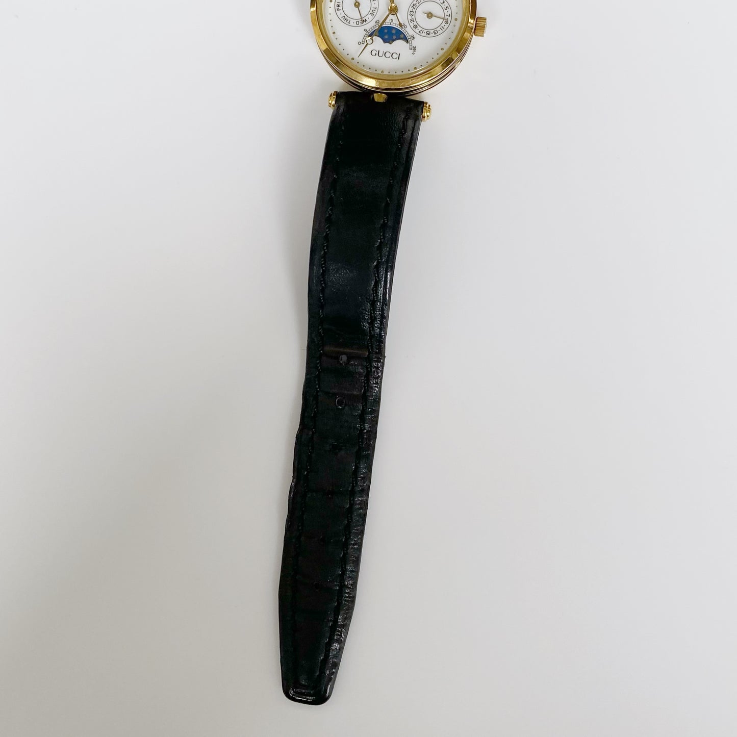 Gucci 1980s Gold Plated Moon Phase Watch