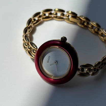 990s Interchangeable Bezel Gold Plated Rice Chain Watch with case, 6 bezels (160mm)