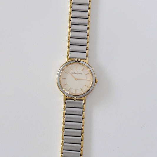 Yves Saint Laurent 1990s Round Two Tone Watch