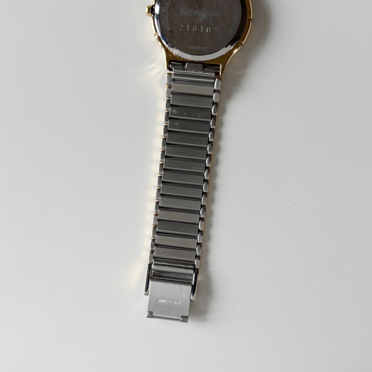 Yves Saint Laurent 1990s Round Dial Two Tone Gold Plated Watch (Large)