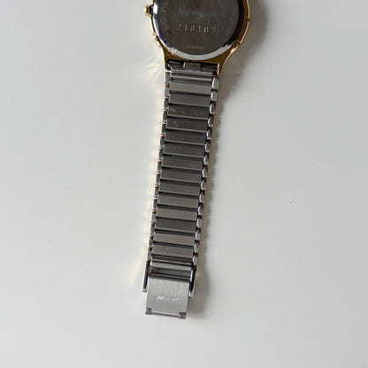 Yves Saint Laurent 1990s Round Dial Two Tone Gold Plated Watch (Large)