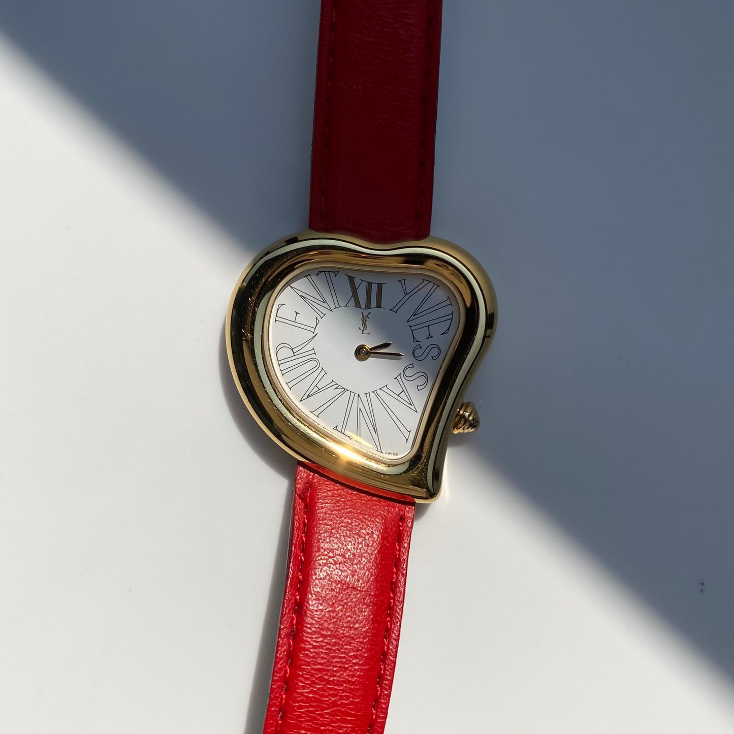 Yves Saint Laurent 1990s Heart shaped Dial Gold Plated Watch