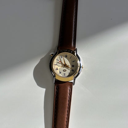 Gucci 1990s Date Round Dial Two Tone Watch (Large)