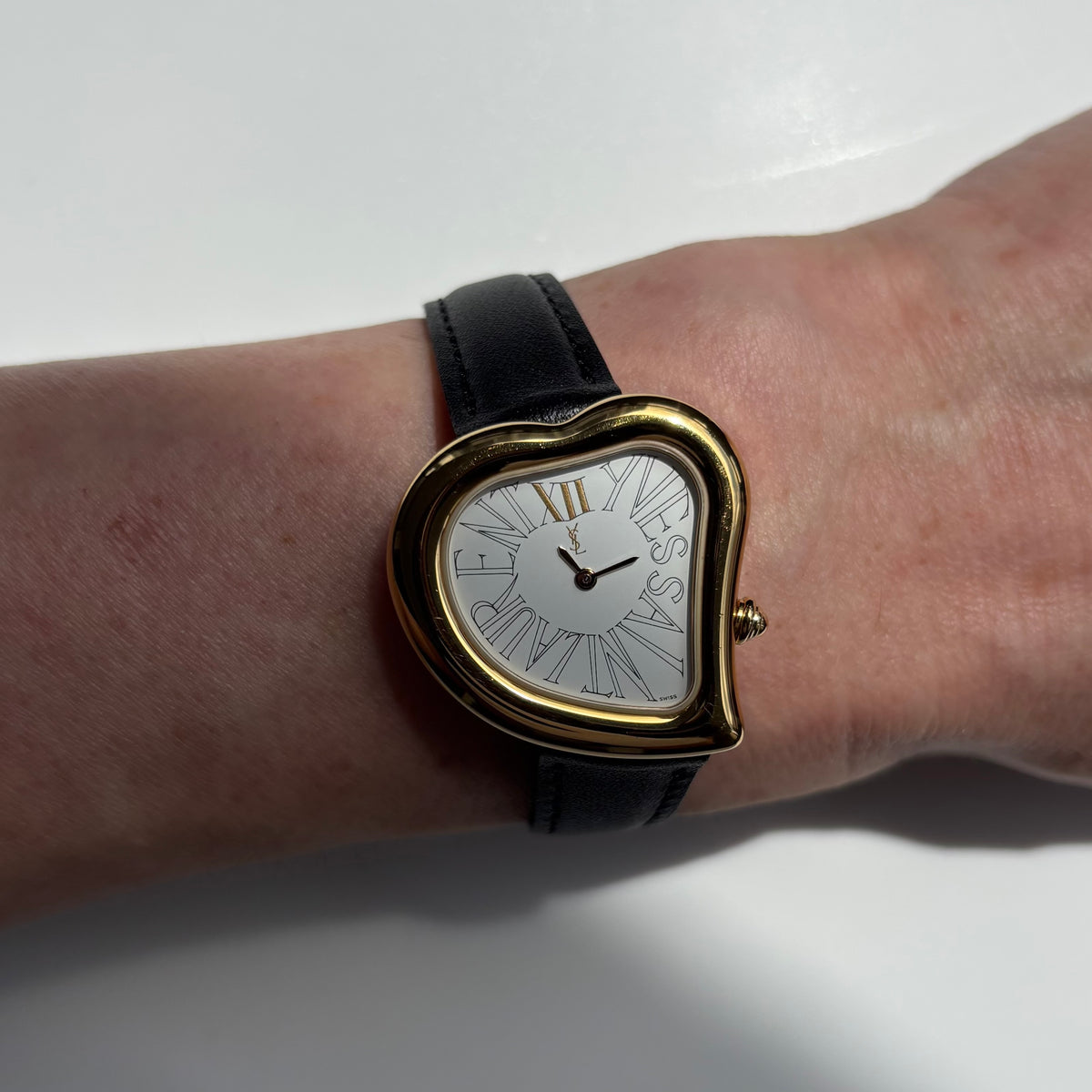 Yves Saint Laurent 1990s Heart Shaped Gold Plated Watch