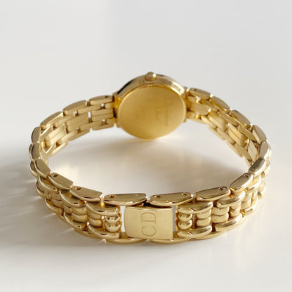 Dior 1990s Round Dial Gold Plated Watch