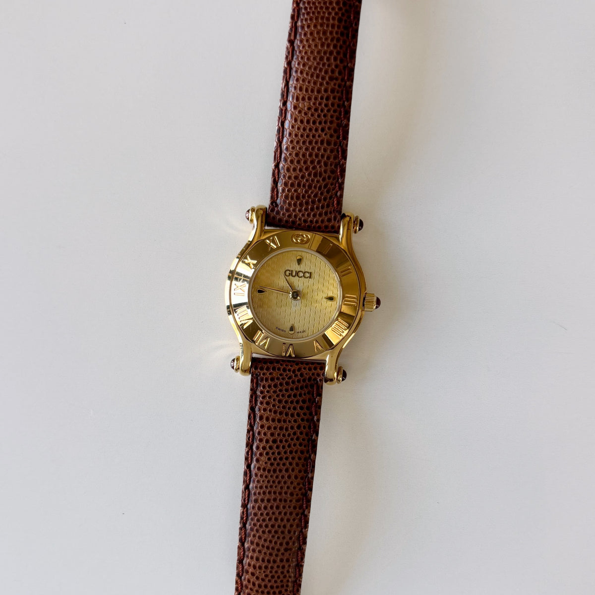 Gucci 1990s Gold Dial Gold Plated Watch