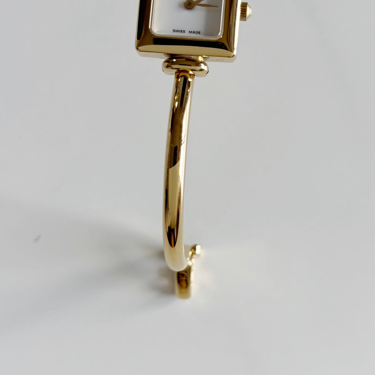 Gucci 1990s Square Dial Gold Plated Bangle Watch