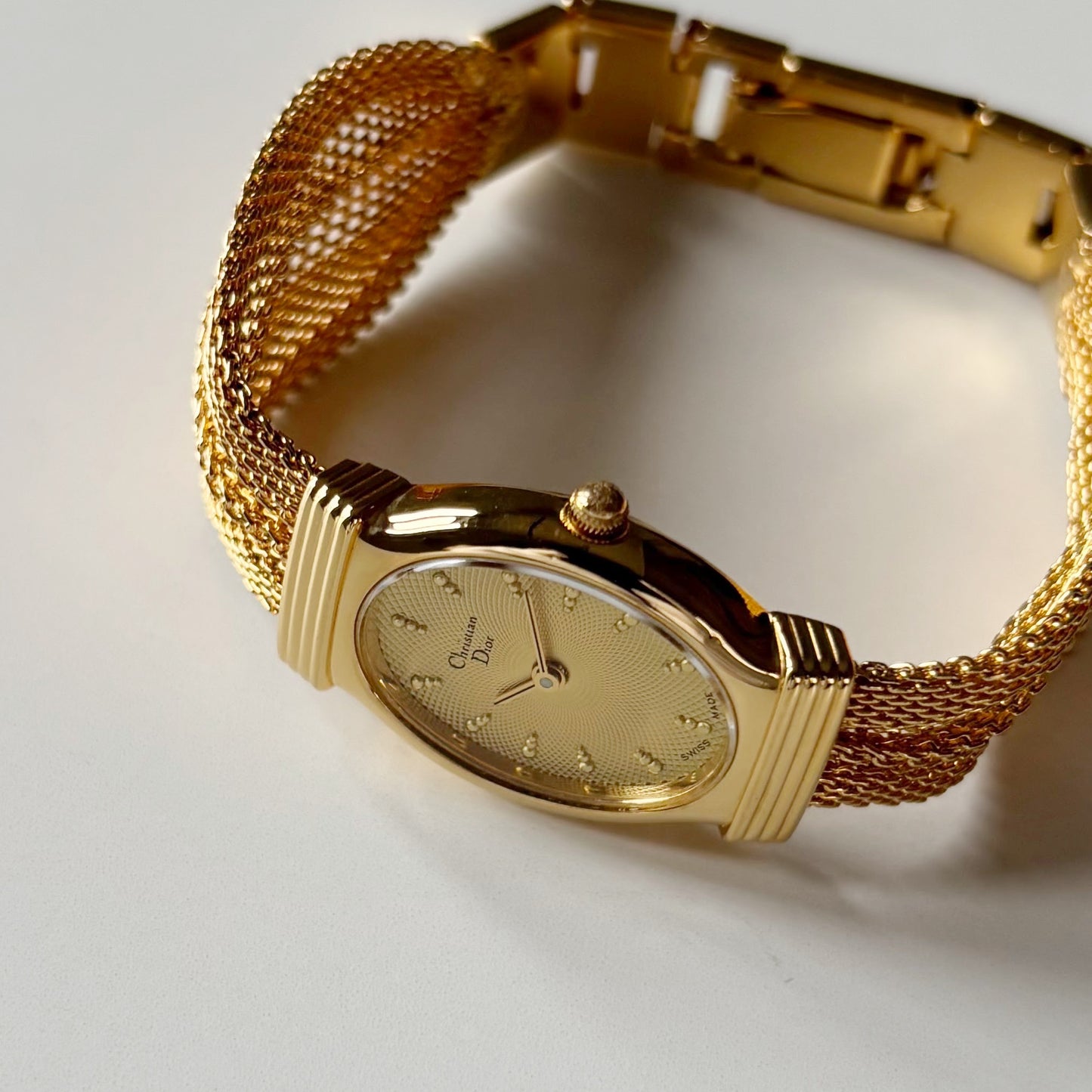 Dior 1990s Gold Oval Dial Gold Plated Watch
