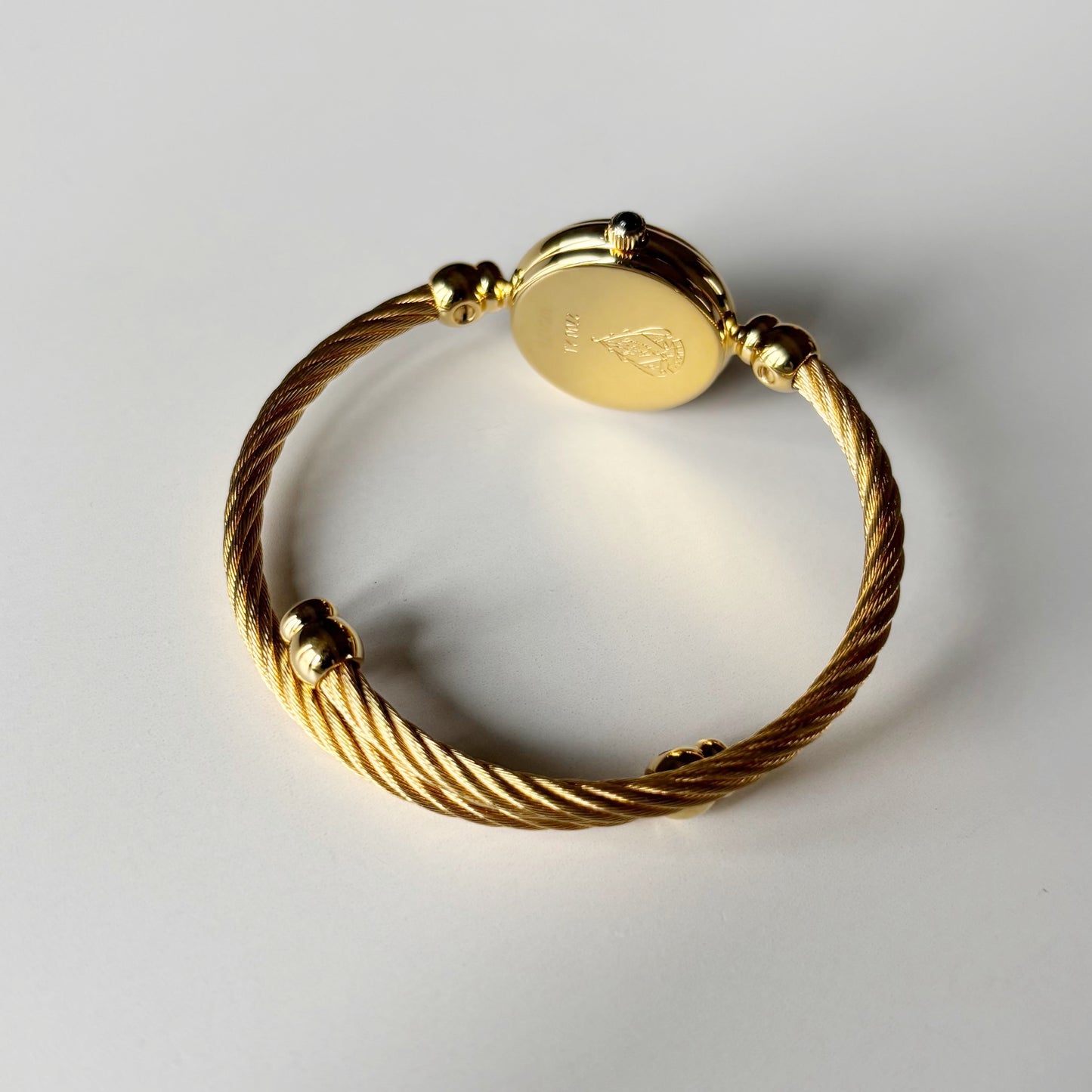 Gucci 1990s Black Dial Gold Plated Cable Bangle Watch