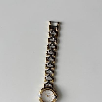 Yves Saint Laurent 1990s Round Dial Two Tone Gold Plated Watch
