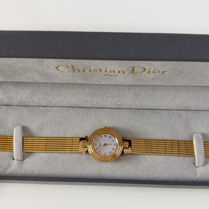 Dior 1990s Round Dial Gold Plated Watch