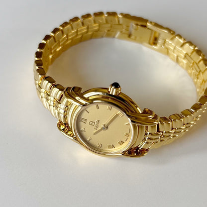 Fendi 1990s Round Dial Gold Plated Watch