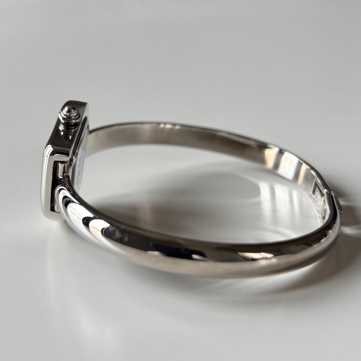 Yves Saint Laurent 1990s Heart Shaped Dial Silver Bangle Watch
