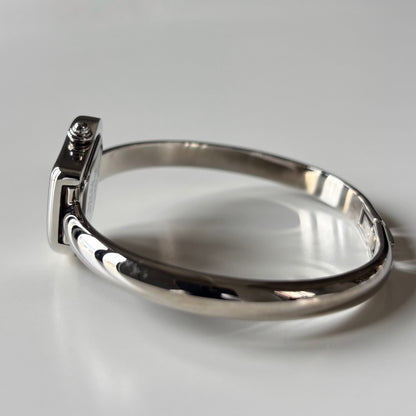 Yves Saint Laurent 1990s Heart Shaped Dial Silver Bangle Watch