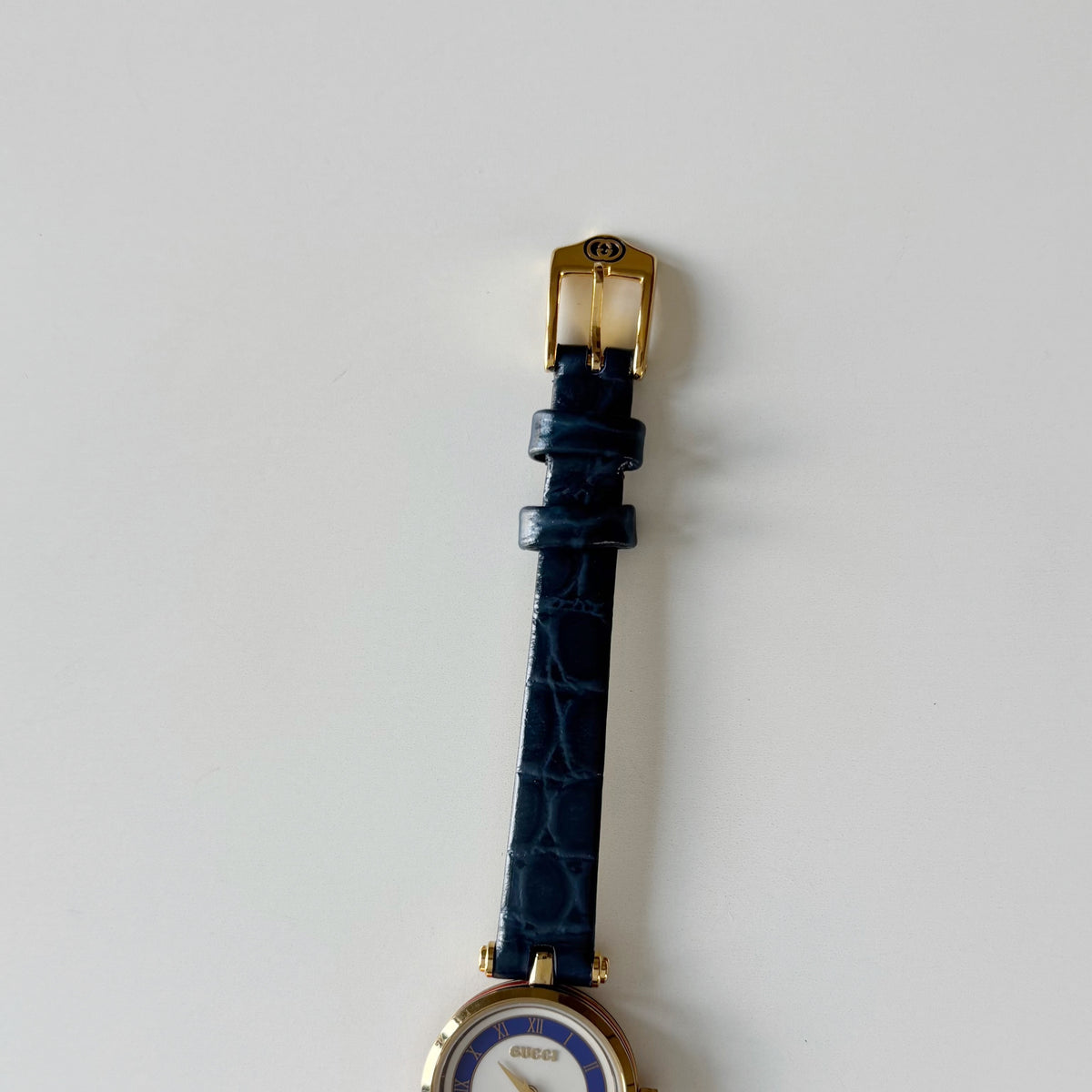 Gucci 1990s Sherry Round Dial Blue Watch