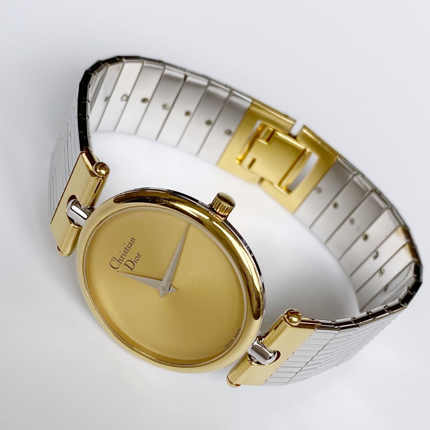 Dior 1990s Gold Dial Round Two Tone Watch