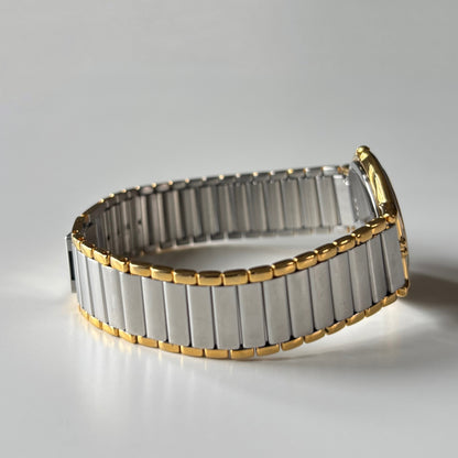 Yves Saint Laurent 1990s Large Round Dial Two Tone Gold Plated Watch (Large)