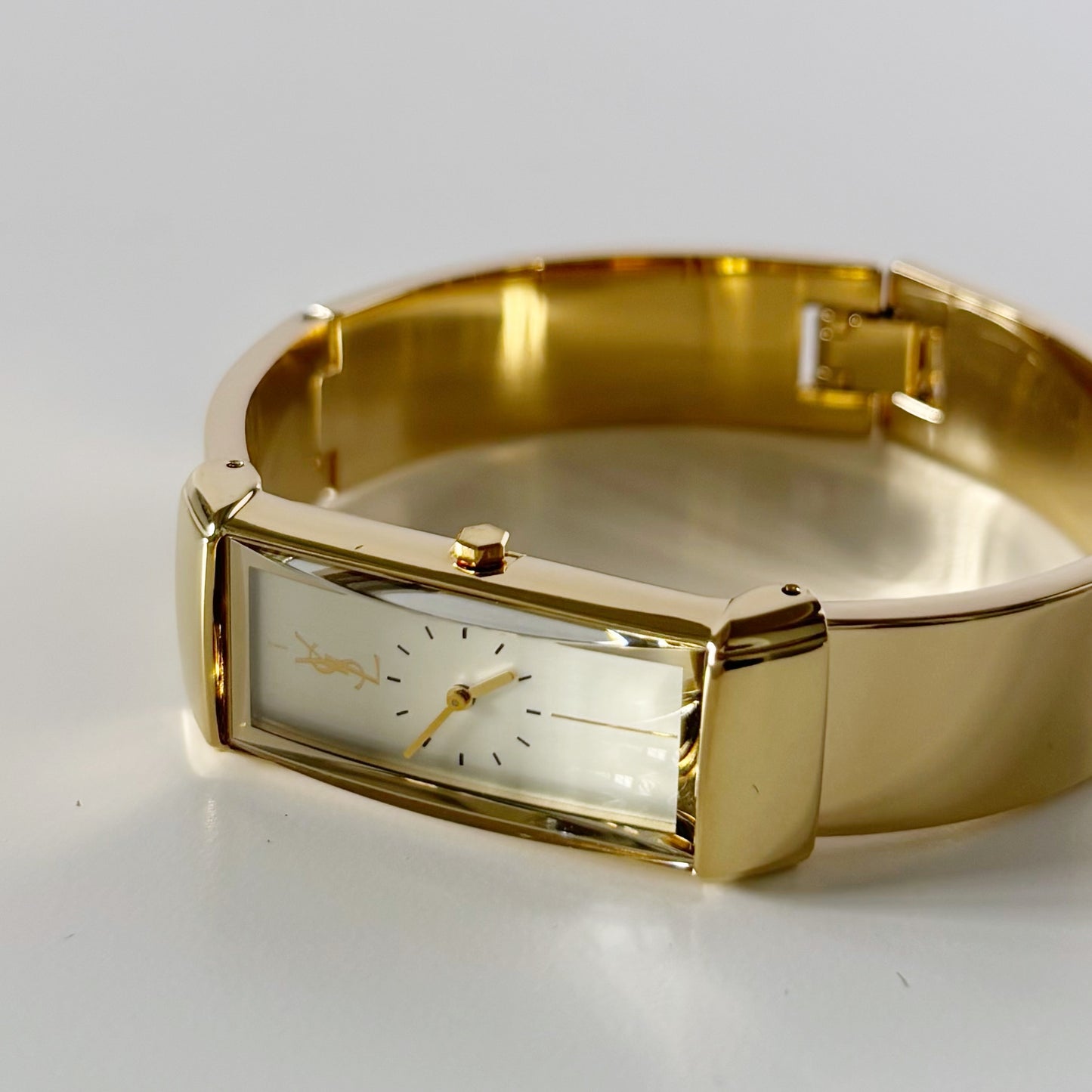 Yves Saint Laurent 1990s Rectangular Dial Gold Plated Watch