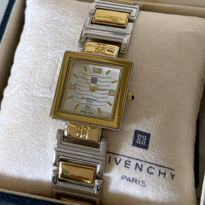 Givenchy 1990s Square Two Tone Watch