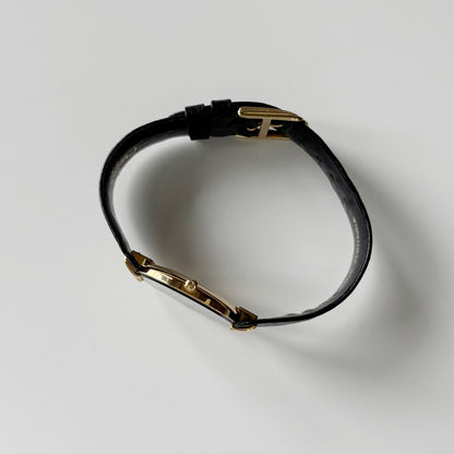 Dior 1990s Black Round Dial Gold Plated Watch (Large)
