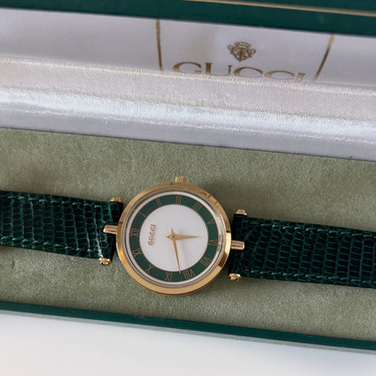 Gucci 1990s Round Dial Sherry Gold-Plated Watch (Large)
