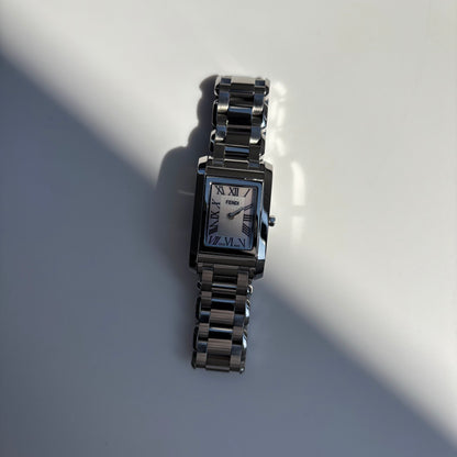 Fendi 1990s Seashell Dial Stainless steel Tank Watch