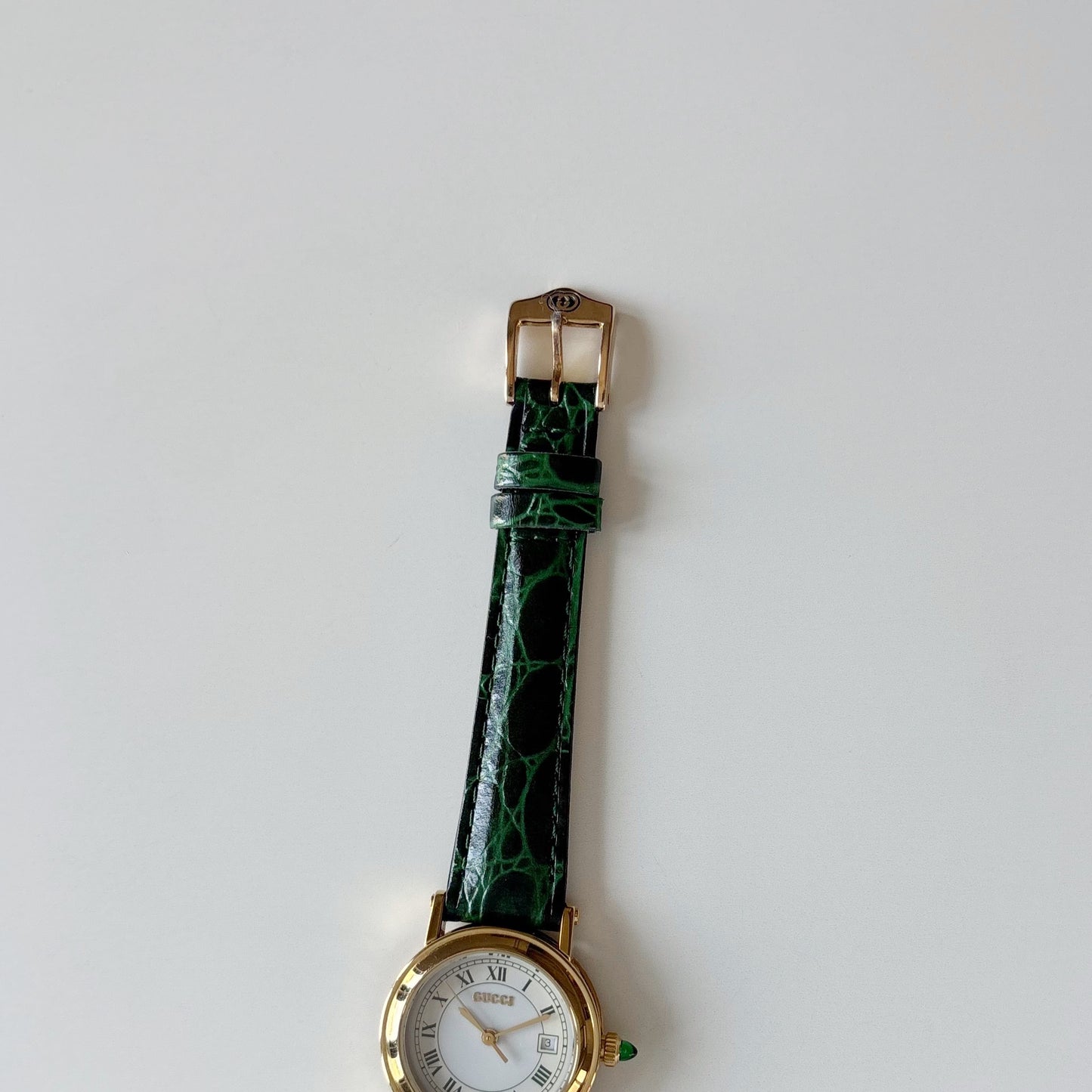 Gucci 1990s Date Round Dial Gold Plated Watch