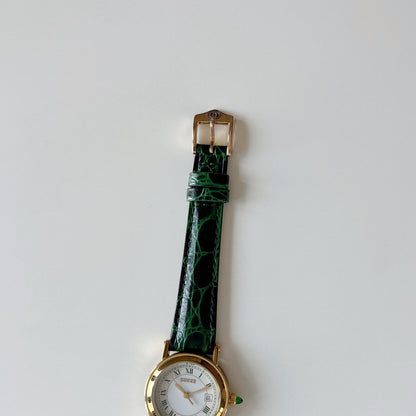 Gucci 1990s Date Round Dial Gold Plated Watch