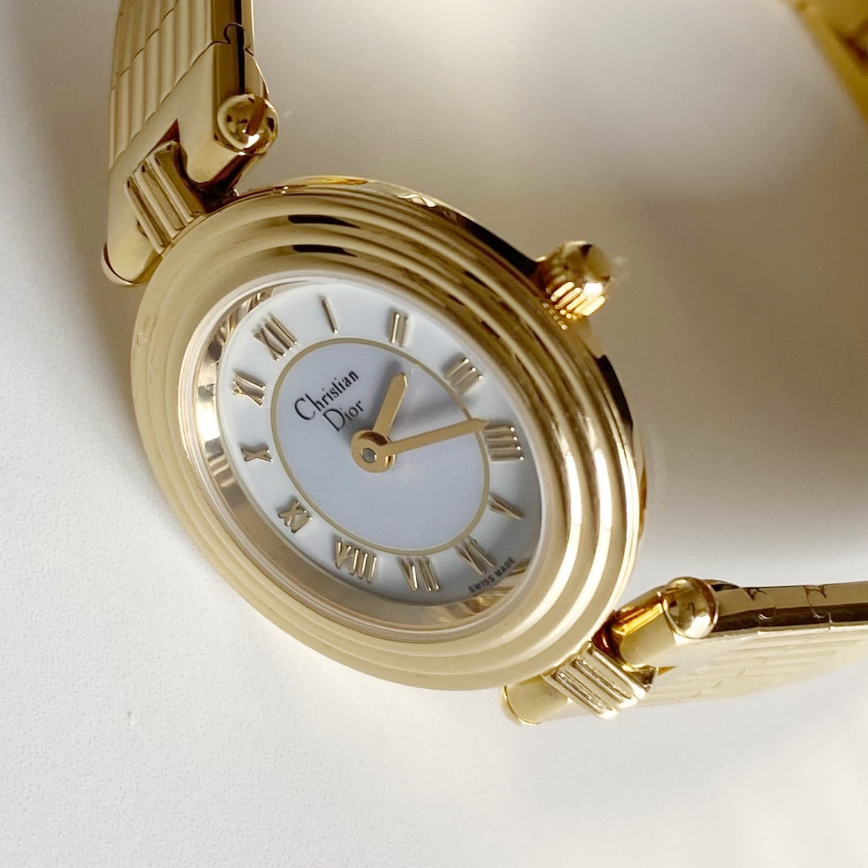 Dior 1990s Round Dial Gold Plated Watch