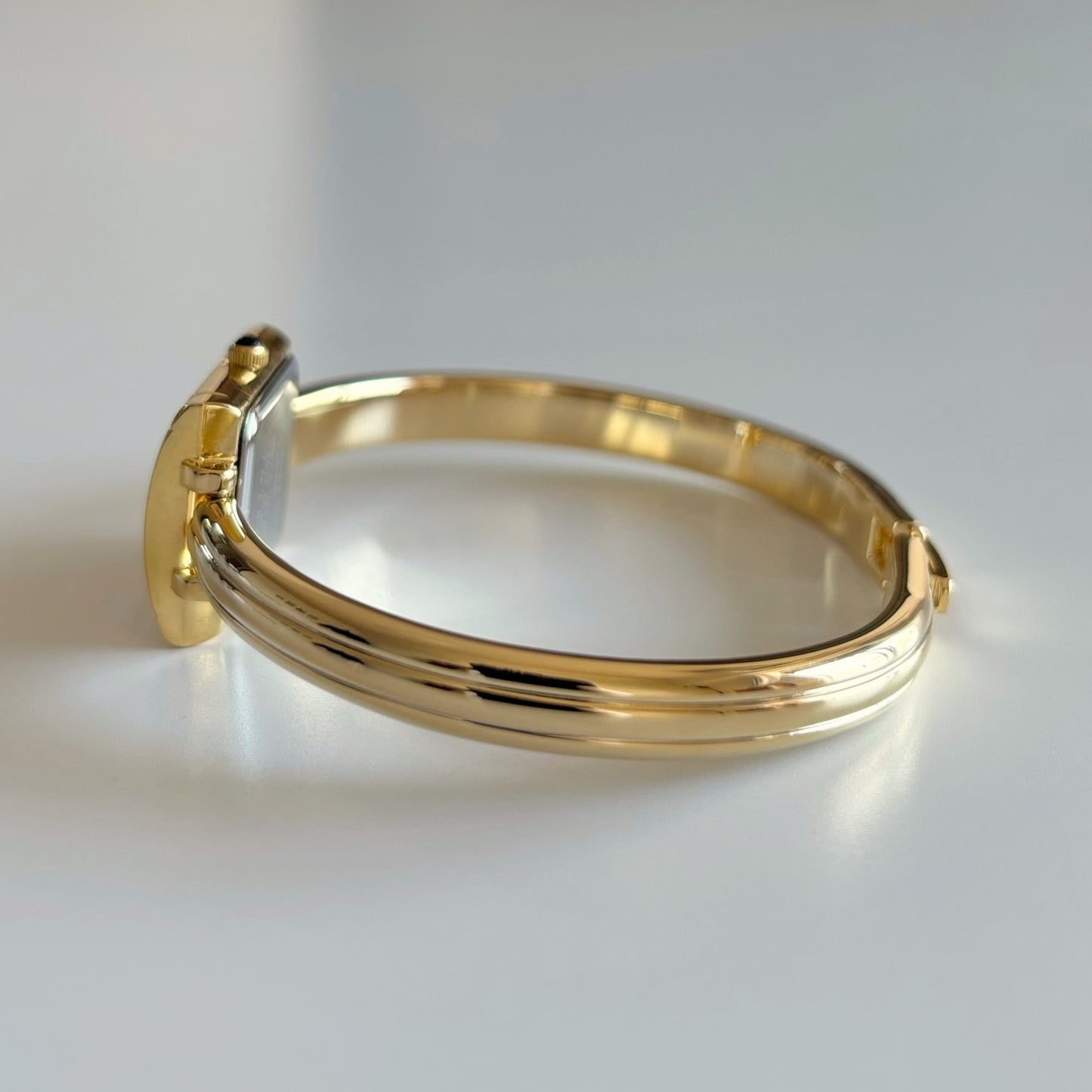 Yves Saint Laurent 1990s Green Dial Gold Plated Bangle Watch