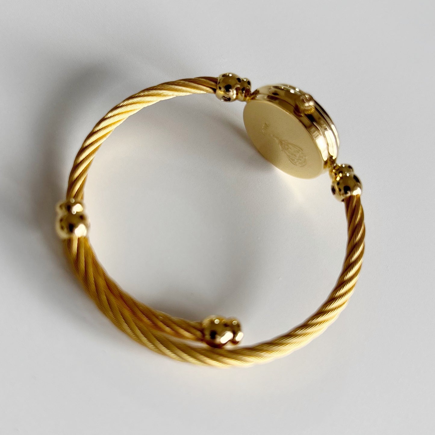 Gucci 1990s Black Dial Gold Plated Cable Band Bangle Watch