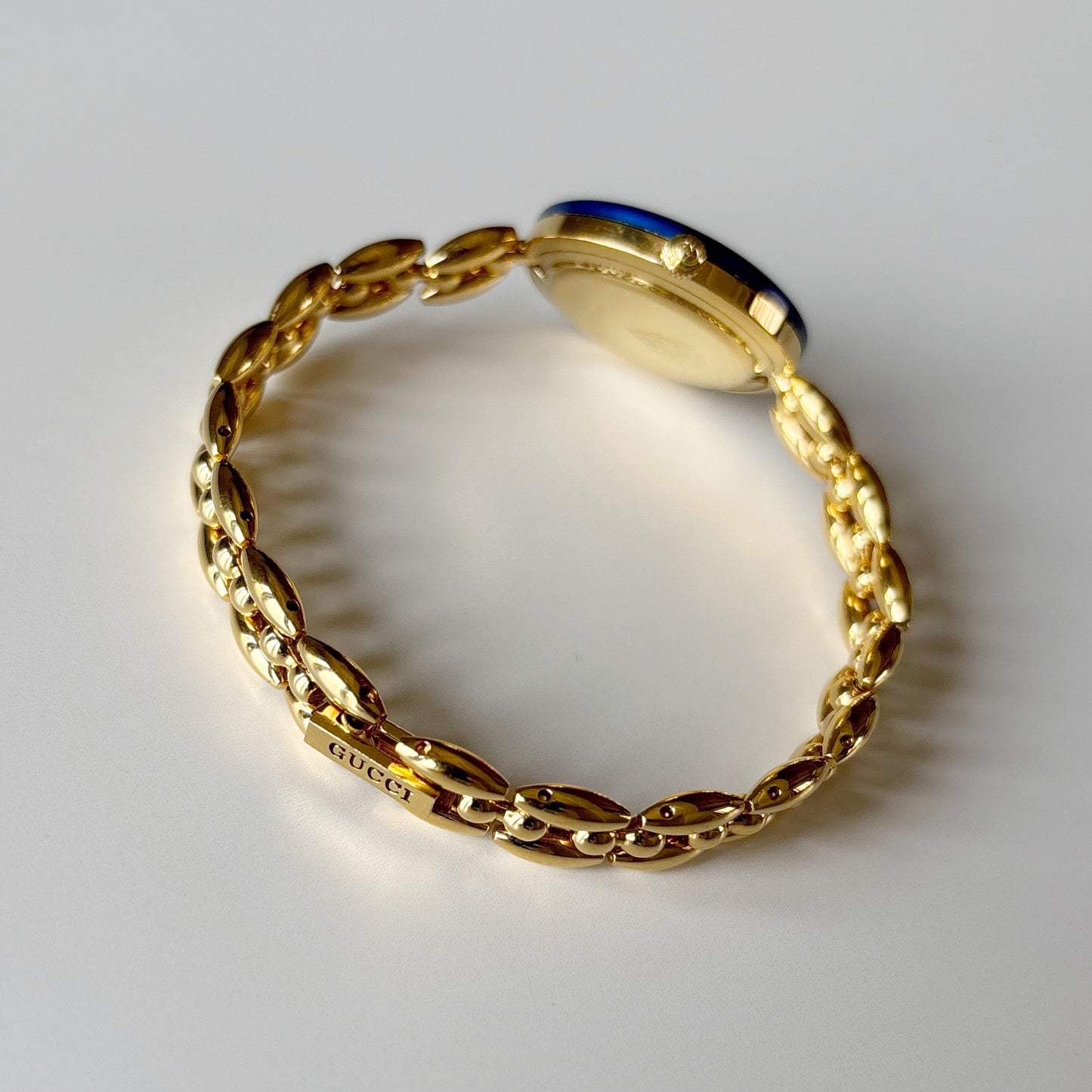 Gucci 1990s Interchangeable Bezel Gold Plated Rice Chain Watch with 6 bezels, case (165mm)