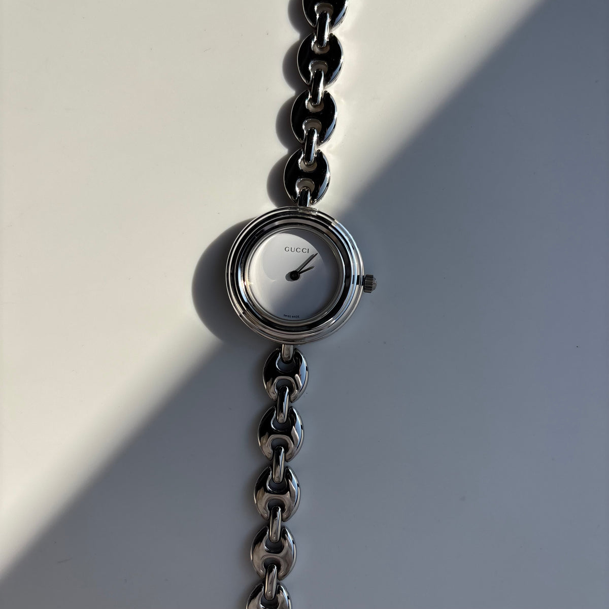Gucci 1990s Interchangeable Bezel Stainless steel Chain Watch with 6 bezels, case (165mm)